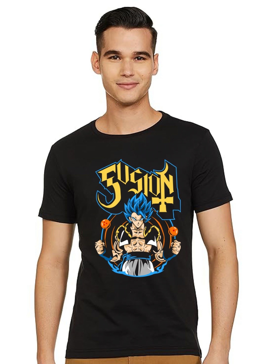 

BAESD Men Printed Applique T-shirt, Black