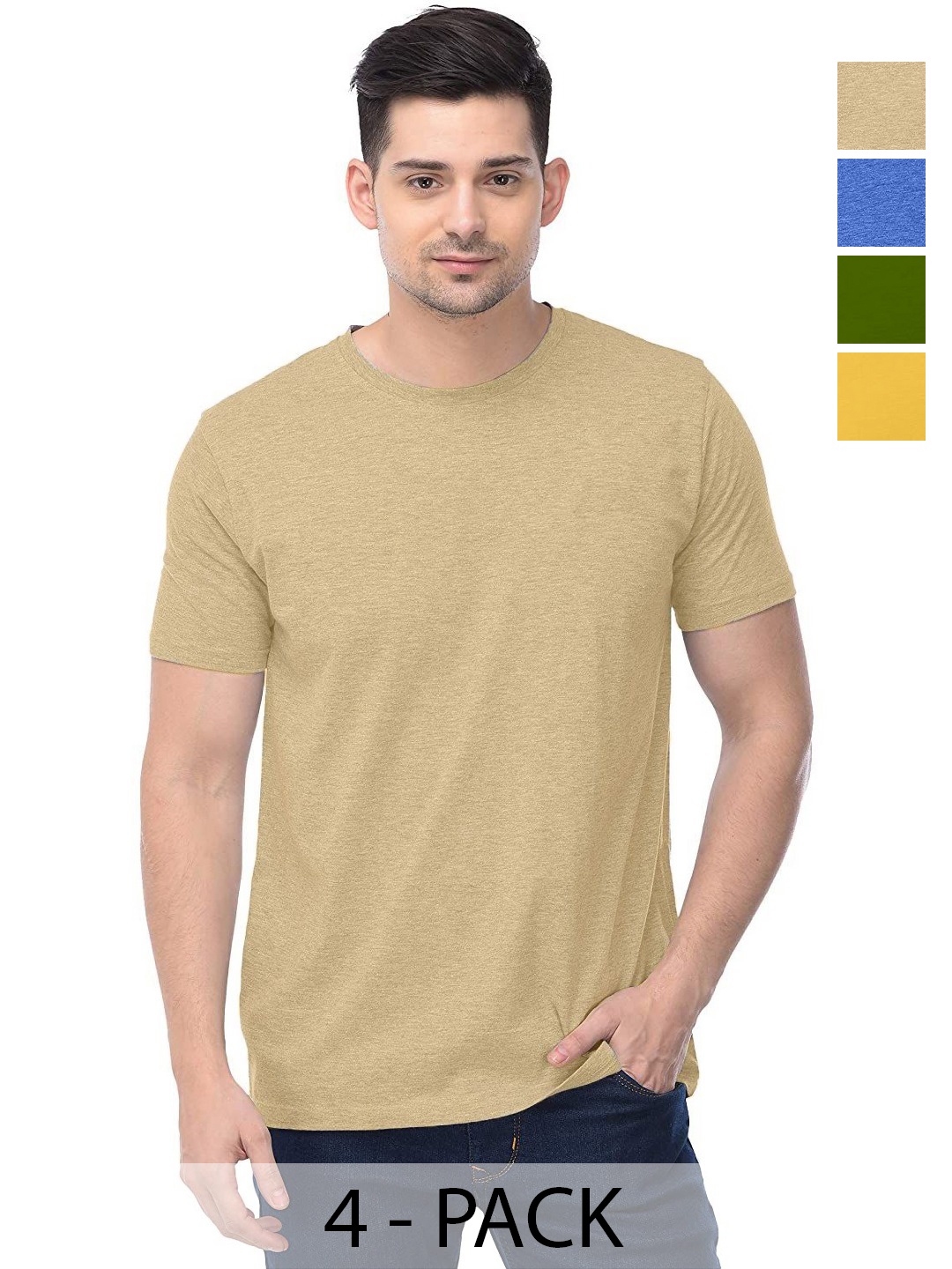 

COLOR CAPITAL Unisex Pack Of 4 Cotton T-Shirts, Na