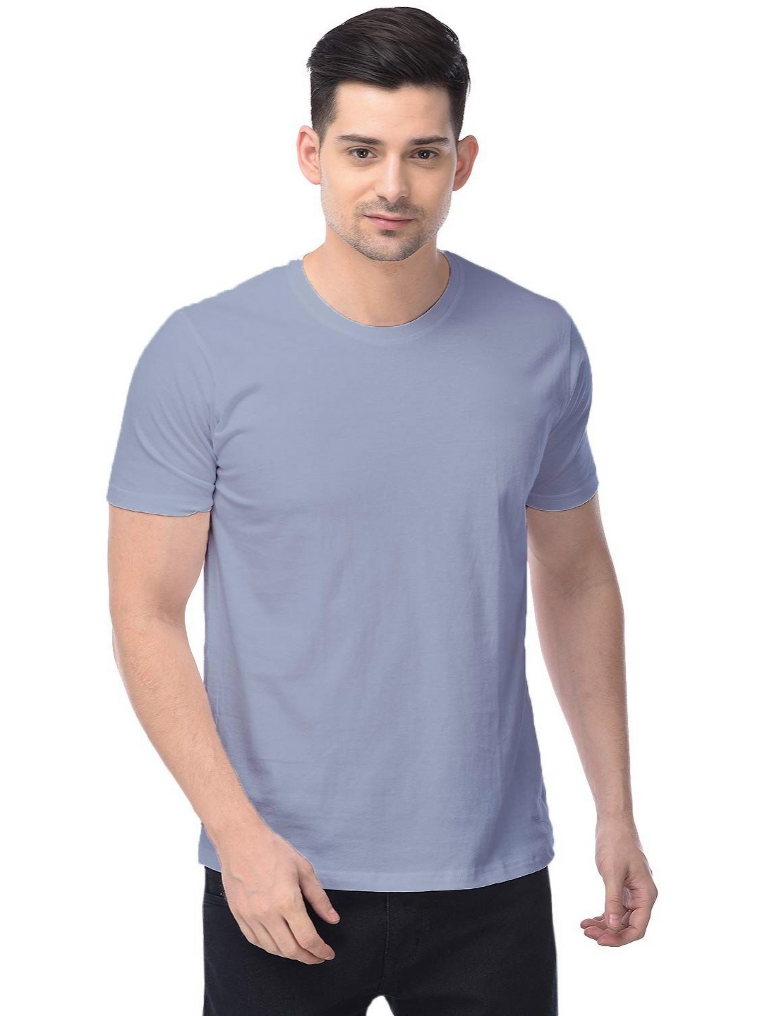 

COLOR CAPITAL Unisex Solid Round Neck Cotton T-Shirt, Steel
