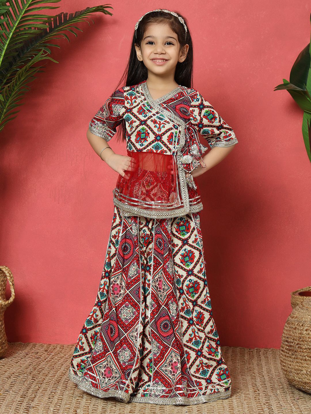 

Readiprint Girls Printed Cotton Ready to Wear Lehenga & Blouse, Red
