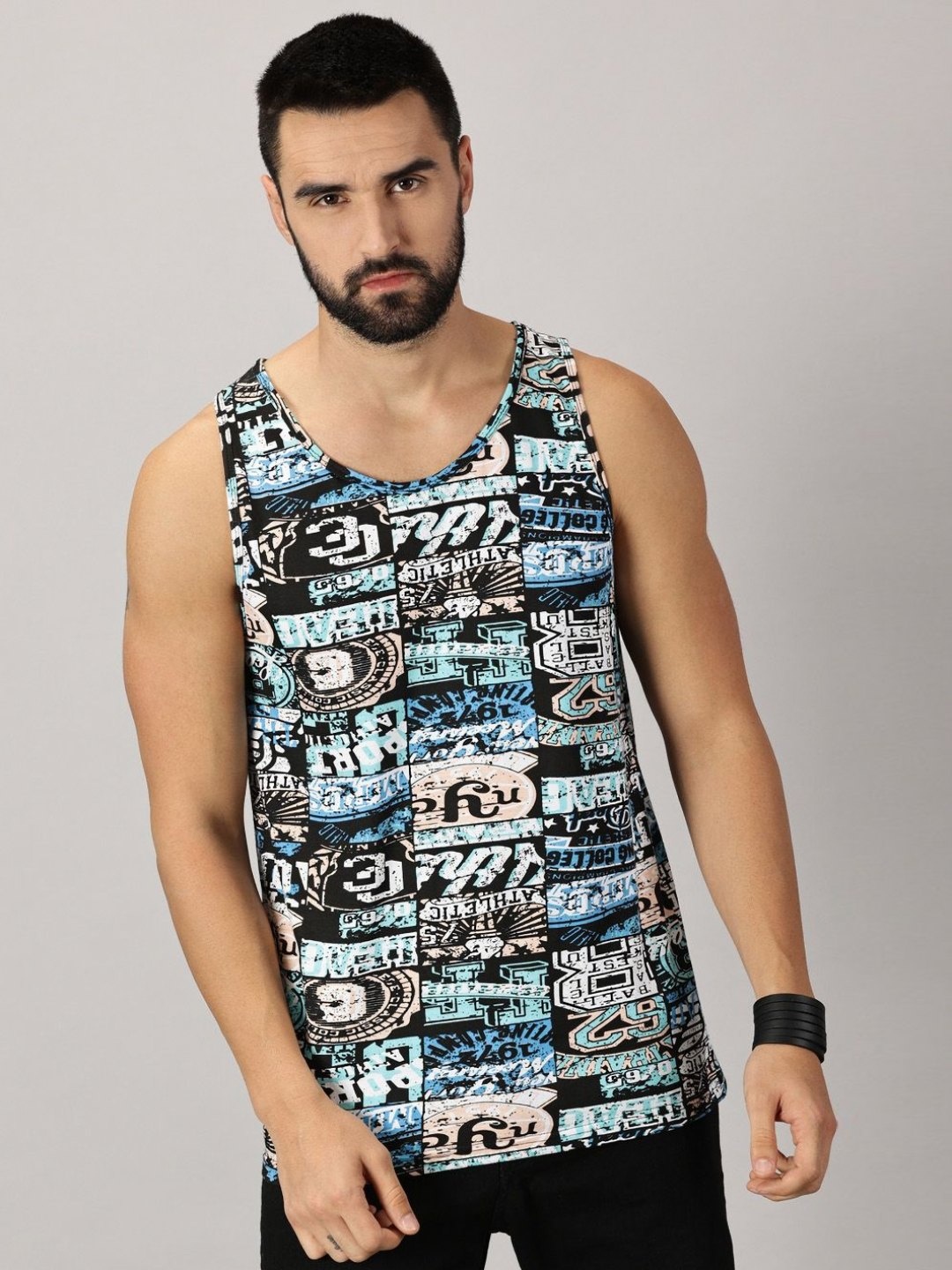 

Rodzen Men Graphic Printed Round Neck Cotton T-shirt, Blue