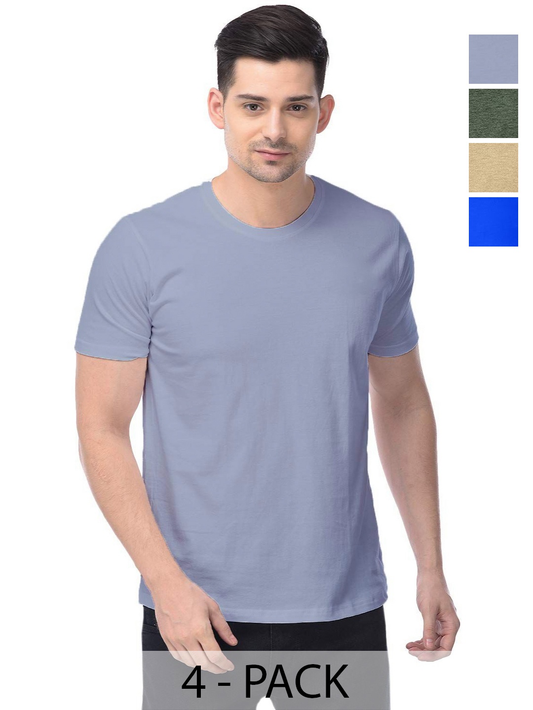 

COLOR CAPITAL Unisex Pack Of 4 Cotton T-Shirts, Na