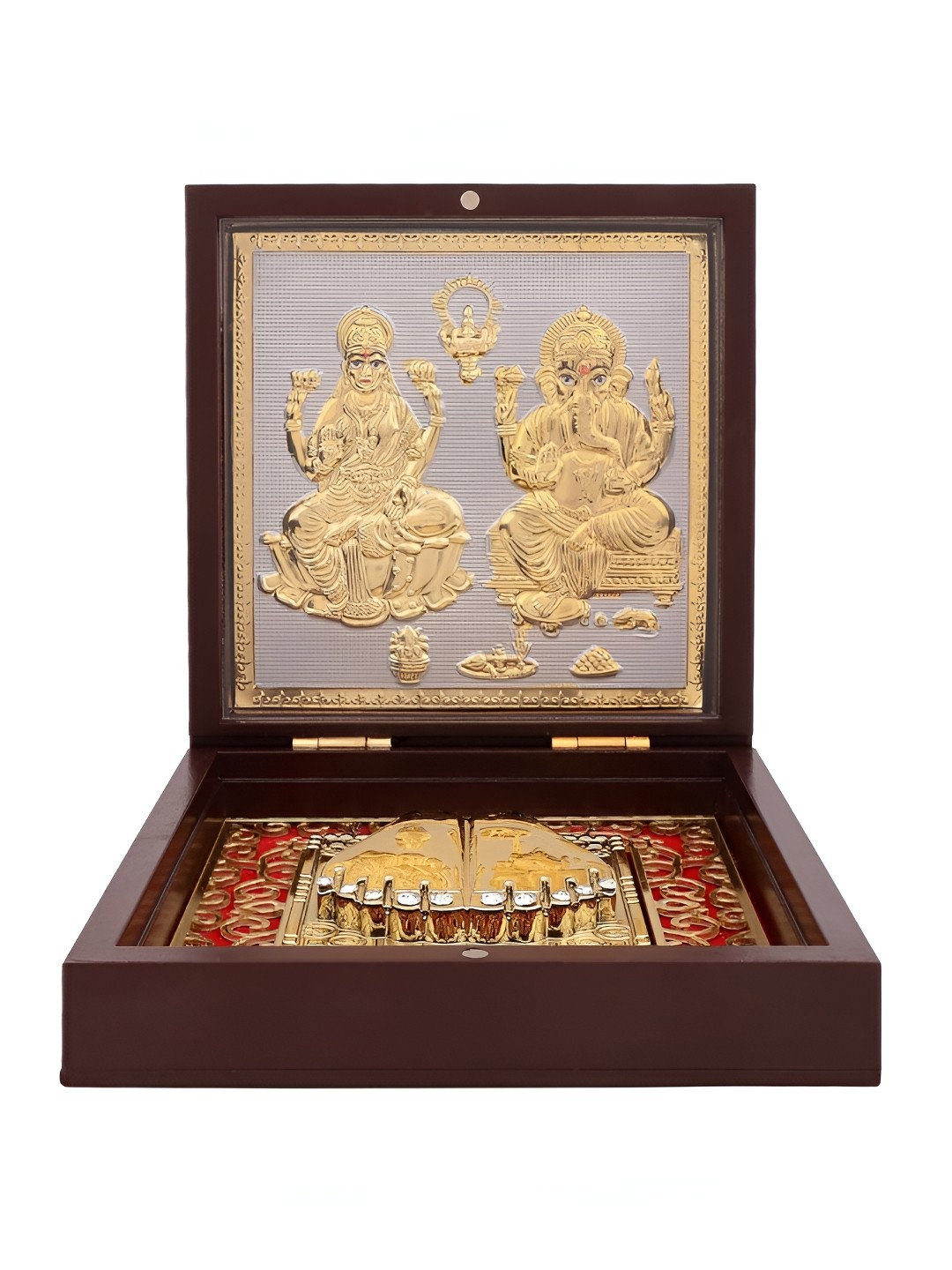 

INTERNATIONAL GIFT Gold Toned & Silver Toned Metal Charan Paduka Box