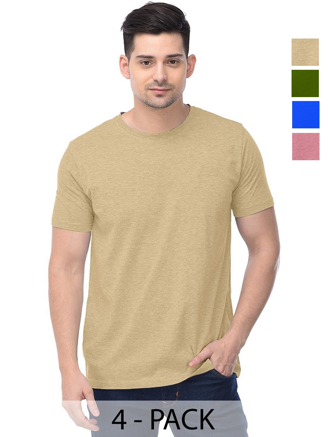 

COLOR CAPITAL Unisex Pack Of 4 Cotton T-Shirts, Na