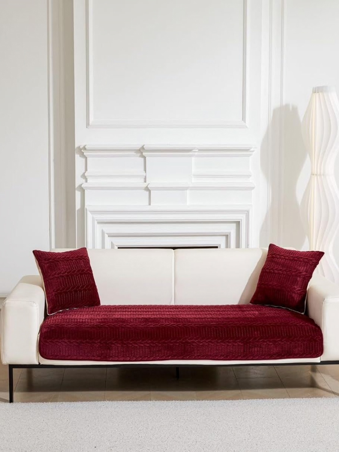 

HomeCloud Maroon Solid Velvet 1 Piece Sofa Cover