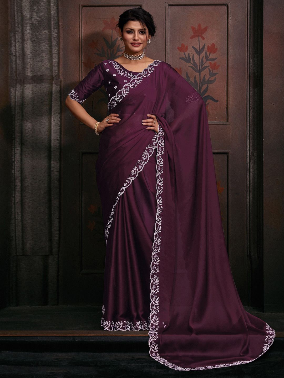 

Anouk Beads and Stones Embellished Party Wear Saree, Purple