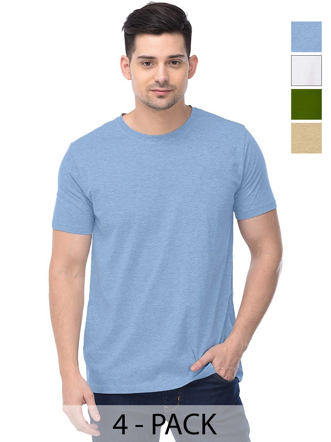 

COLOR CAPITAL Unisex Pack Of 4 Cotton T-Shirts, Na