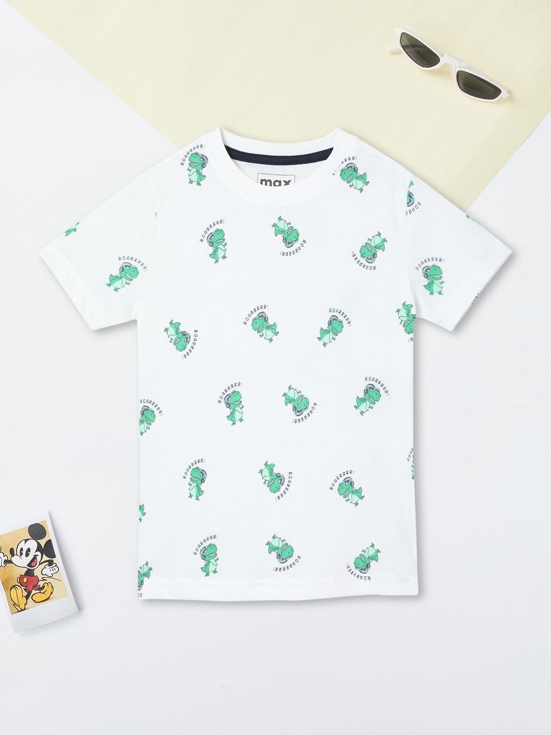 

max Boys Conversational Printed Round Neck Cotton T-shirt, White