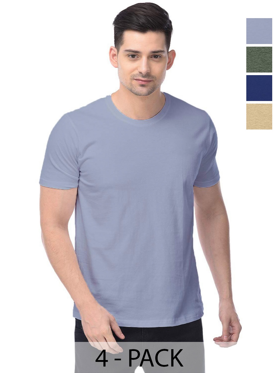 

COLOR CAPITAL Unisex Pack Of 4 Cotton T-Shirts, Grey