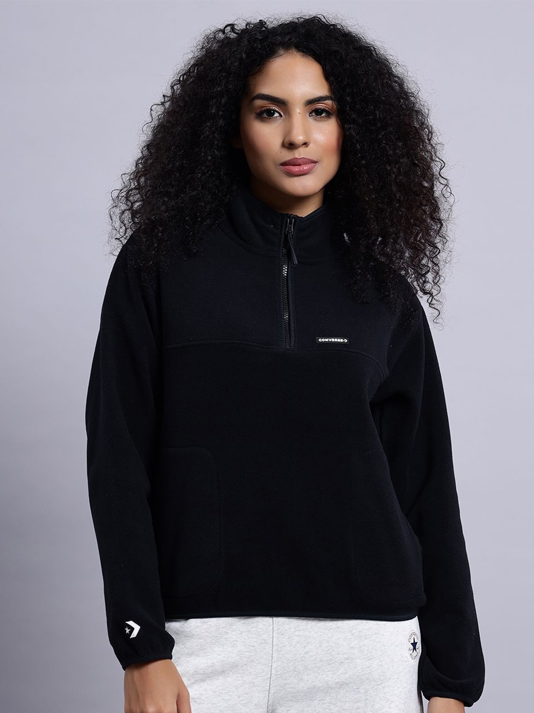 

Converse Women Counter Climate Polar Fleece Half-Zip Popover Sweatshirt, Black