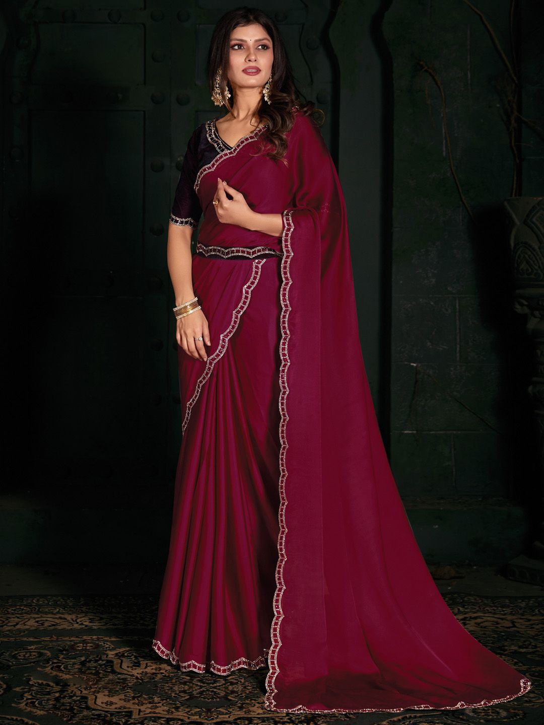 

Anouk Beads and Stones Embellished Party Wear Saree, Red