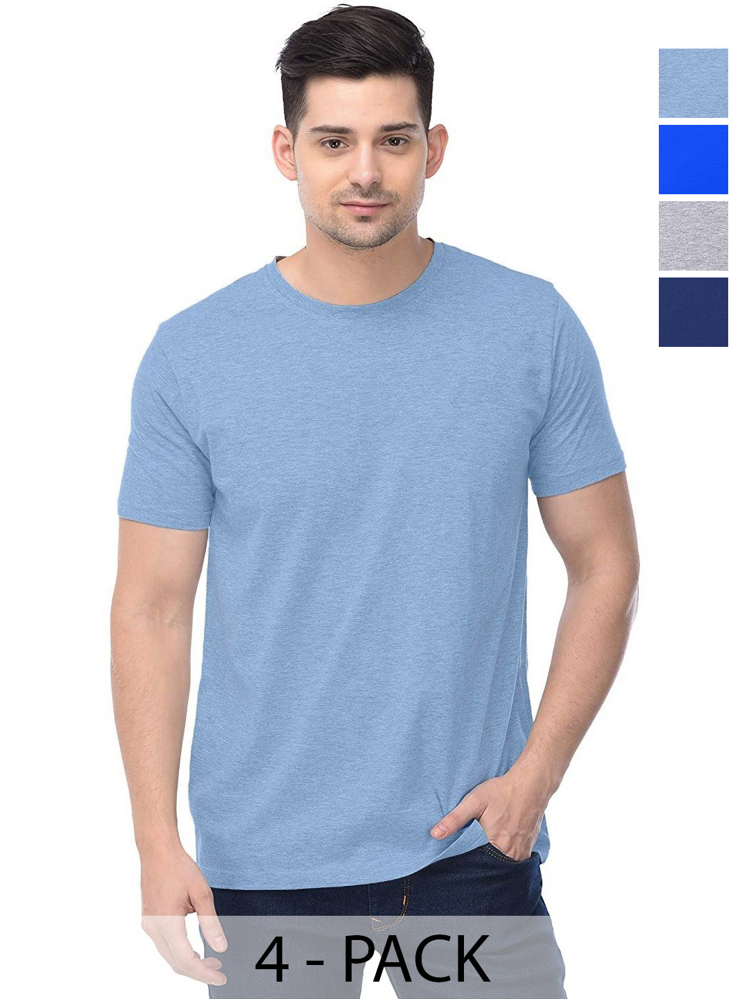 

COLOR CAPITAL Unisex Pack Of 4 Cotton T-Shirts, Na