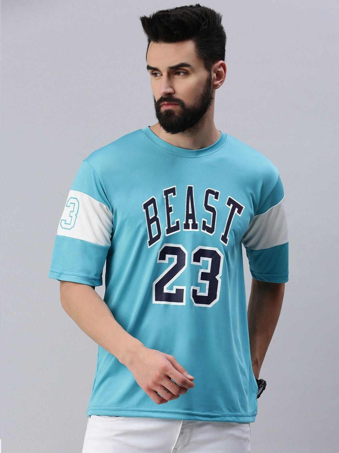 

Rodzen Men Varsity Printed Round Neck T-shirt, Blue