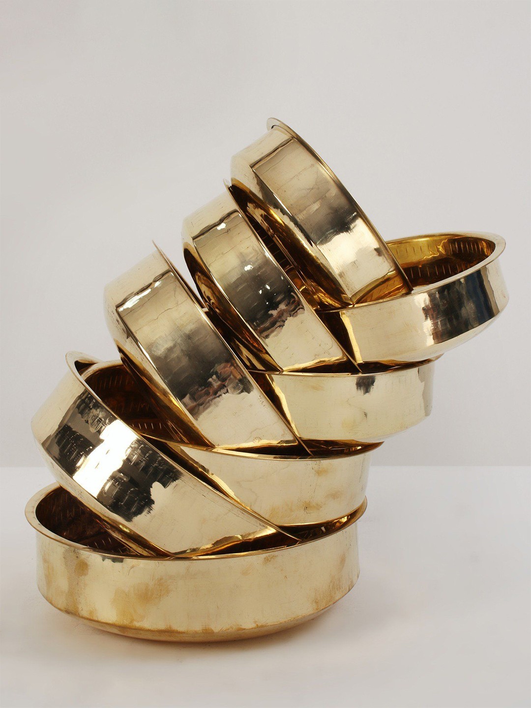 

Exotic India Set of 8 Brass Urli, Gold