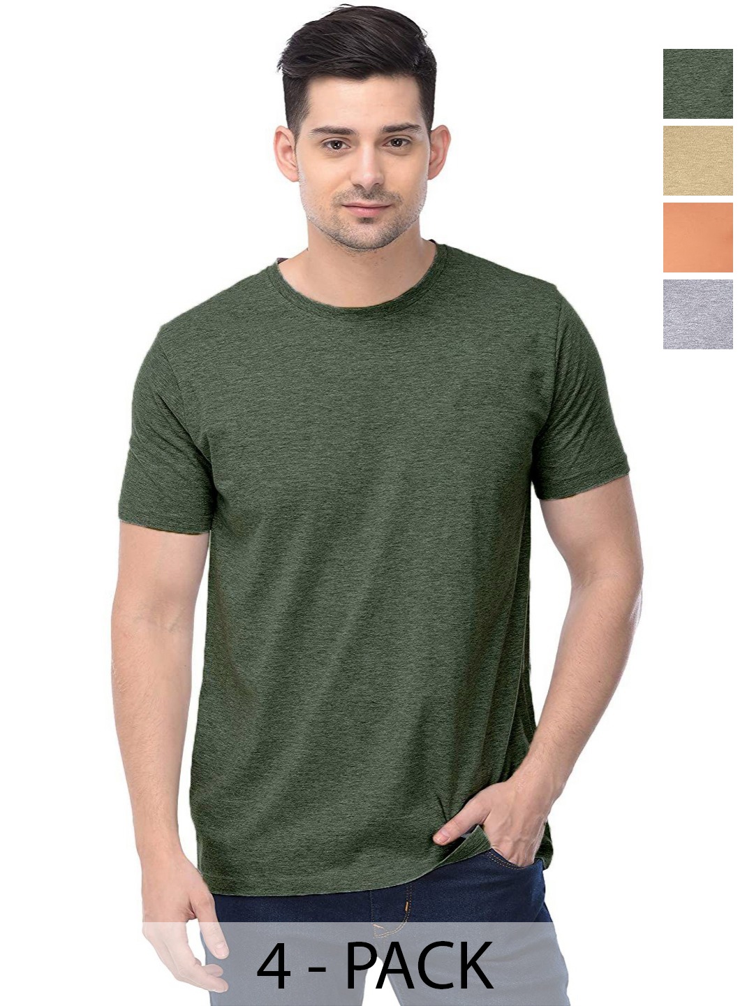 

COLOR CAPITAL Unisex Pack Of 4 Cotton T-Shirts, Na