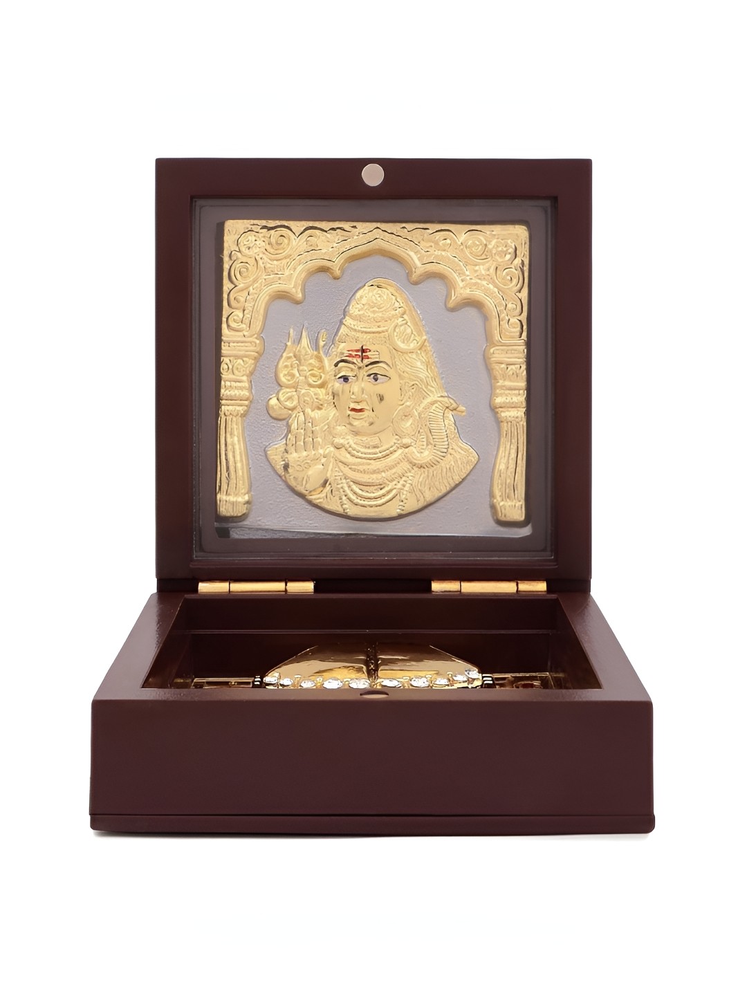 

INTERNATIONAL GIFT Gold Toned Mahadev Shiv Charan Paduka Box