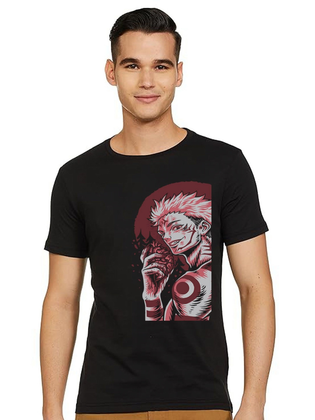 

BAESD Men Graphic Printed Round Neck Cotton T-shirt, Black