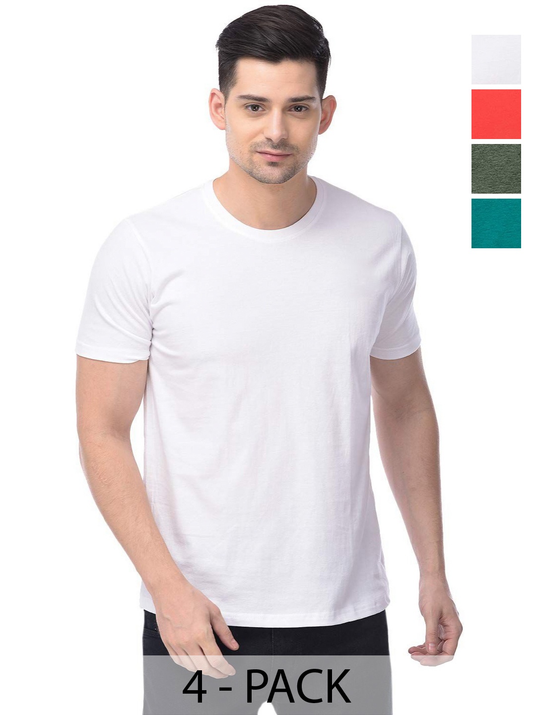 

COLOR CAPITAL Unisex Pack Of 4 Cotton T-Shirts, White