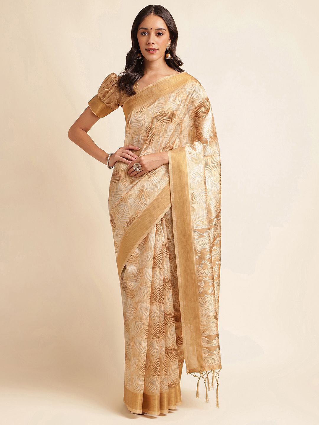 

DOI MOI Ethnic Motifs Zari Organza Banarasi Saree, Mustard