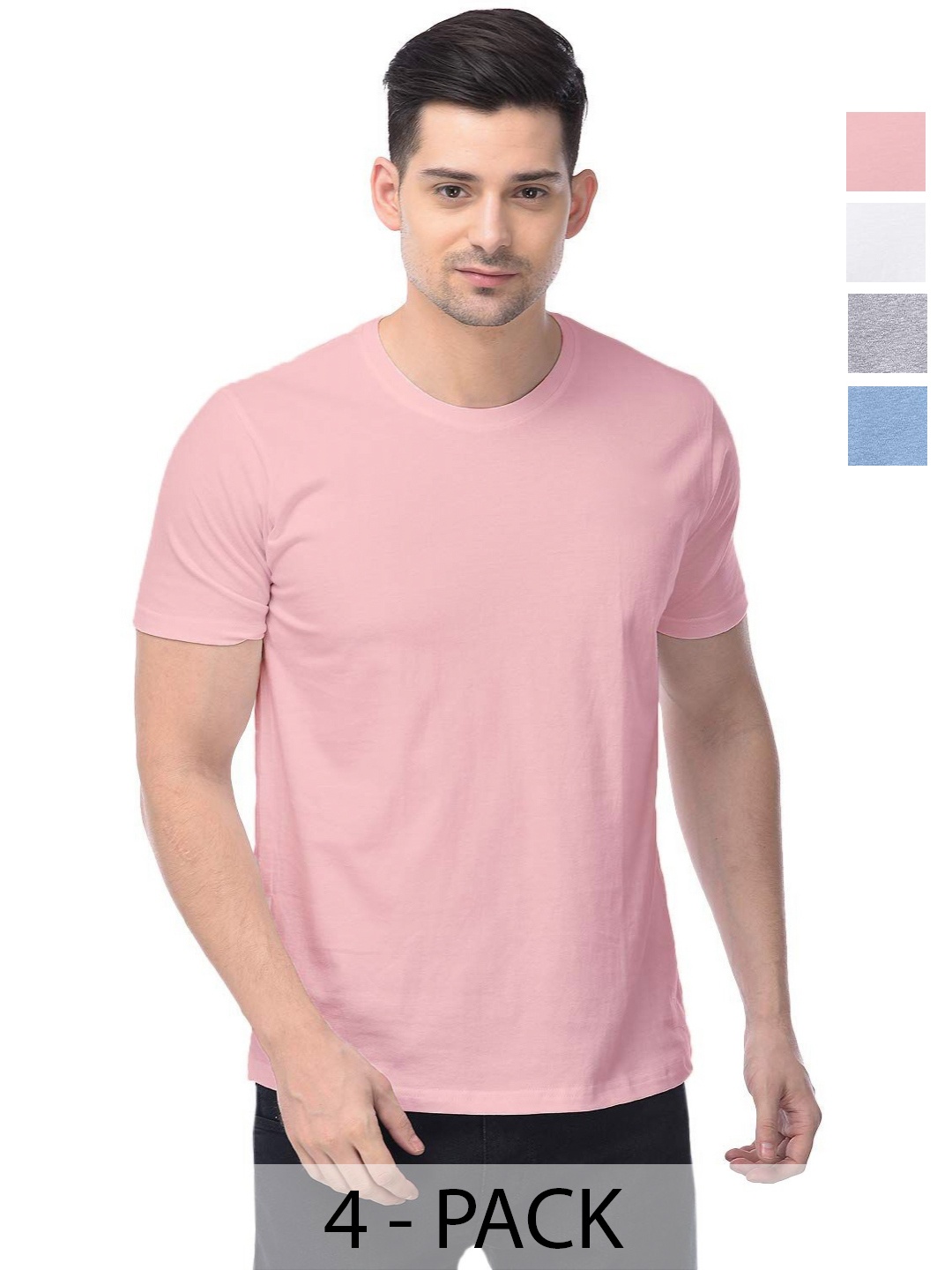 

COLOR CAPITAL Unisex Pack Of 4 Cotton T-Shirts, Pink