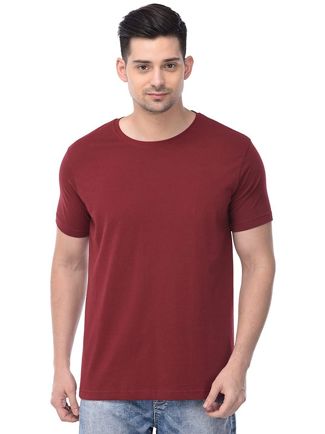 

COLOR CAPITAL Unisex Pack Of 2 Cotton T-Shirts, Maroon