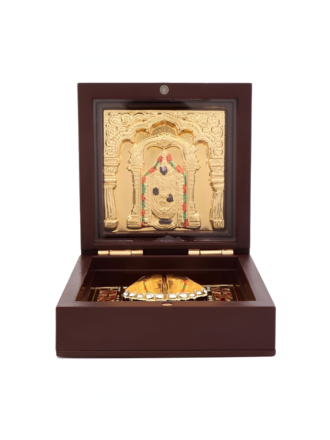 

INTERNATIONAL GIFT Brown Metal Bala Ji Charan Paduka Box, Gold