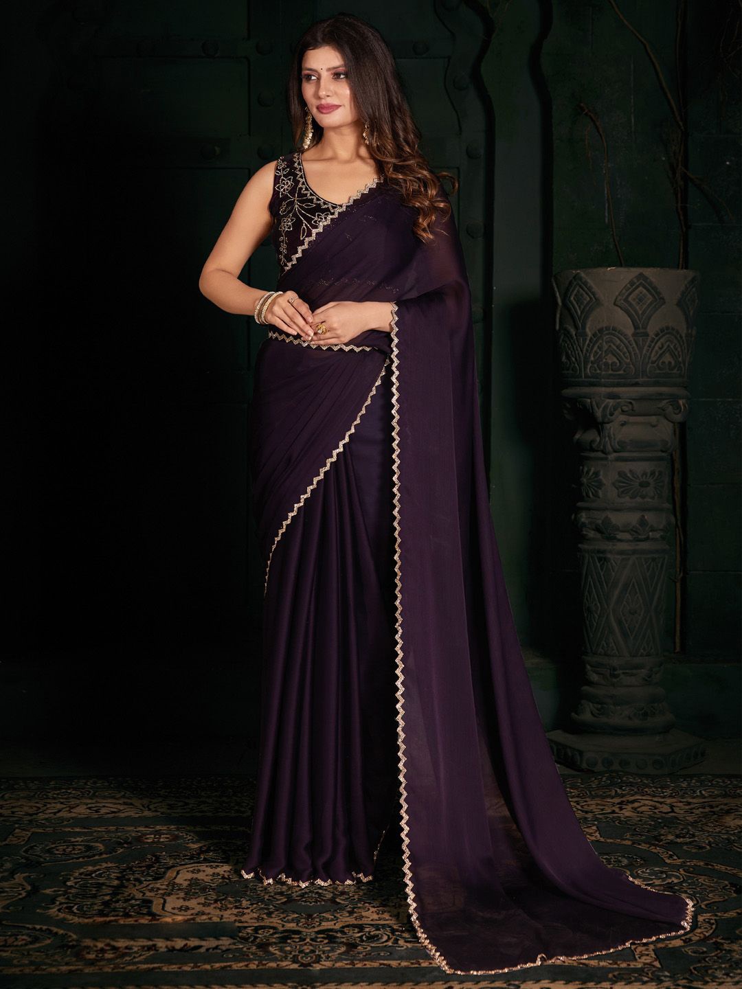 

Anouk Beads and Stones Saree, Purple