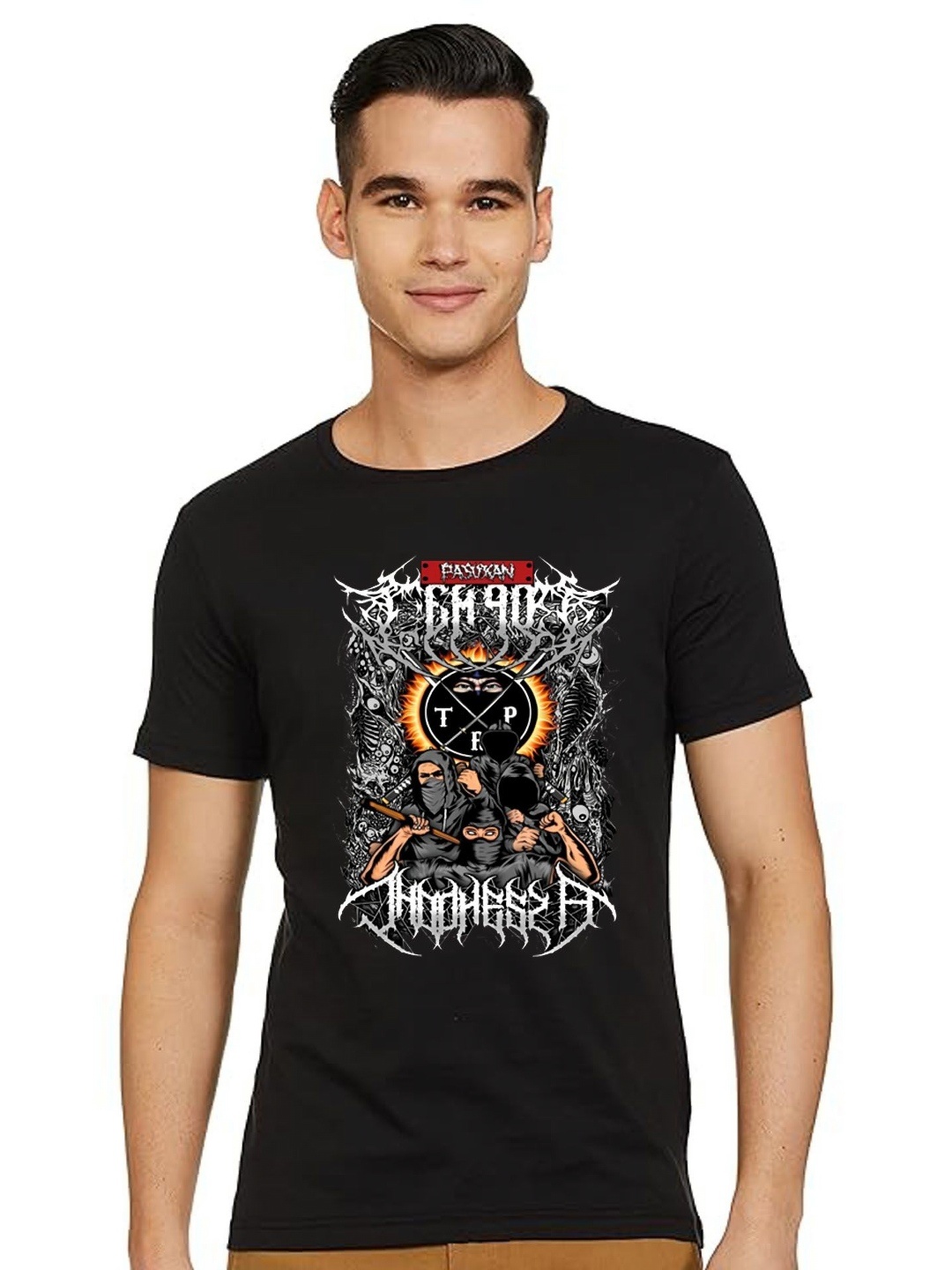 

BAESD Men Graphic Printed Round Neck Cotton T-shirt, Black