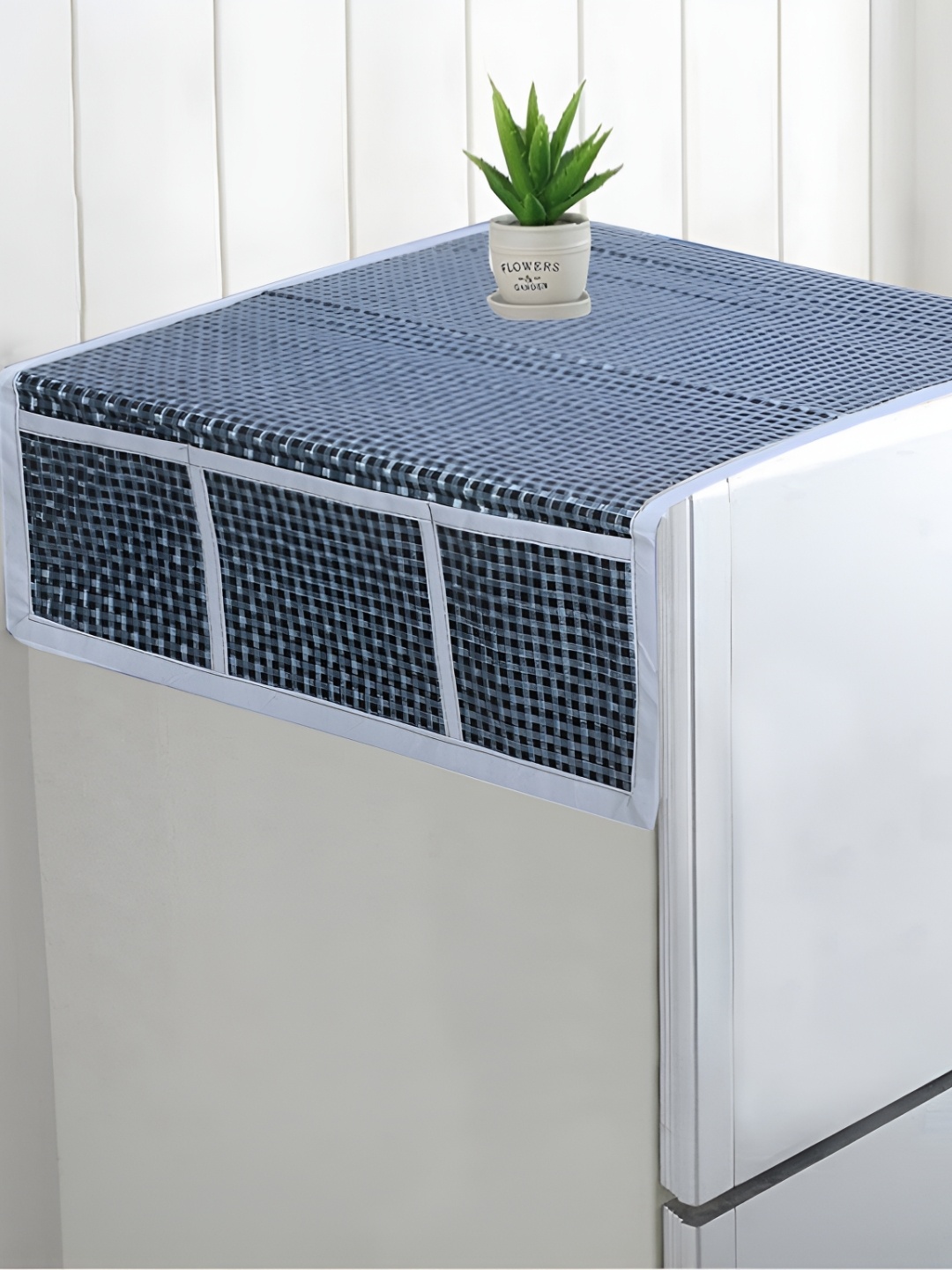

LooMantha Blue & Grey Checked Fridge Top Cover