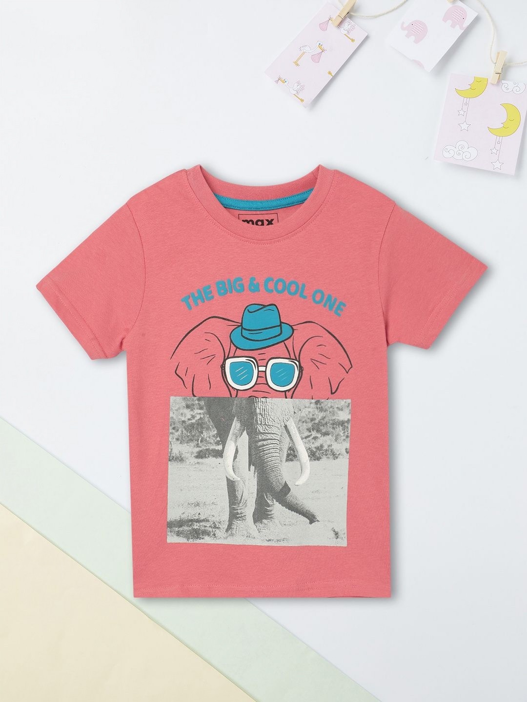 

max Boys Graphic Printed Round Neck Cotton T-shirt, Pink