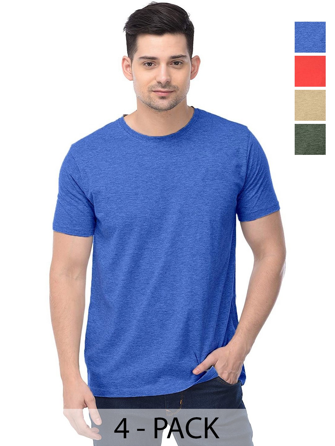 

COLOR CAPITAL Unisex Pack Of 4 Cotton T-Shirts, Na