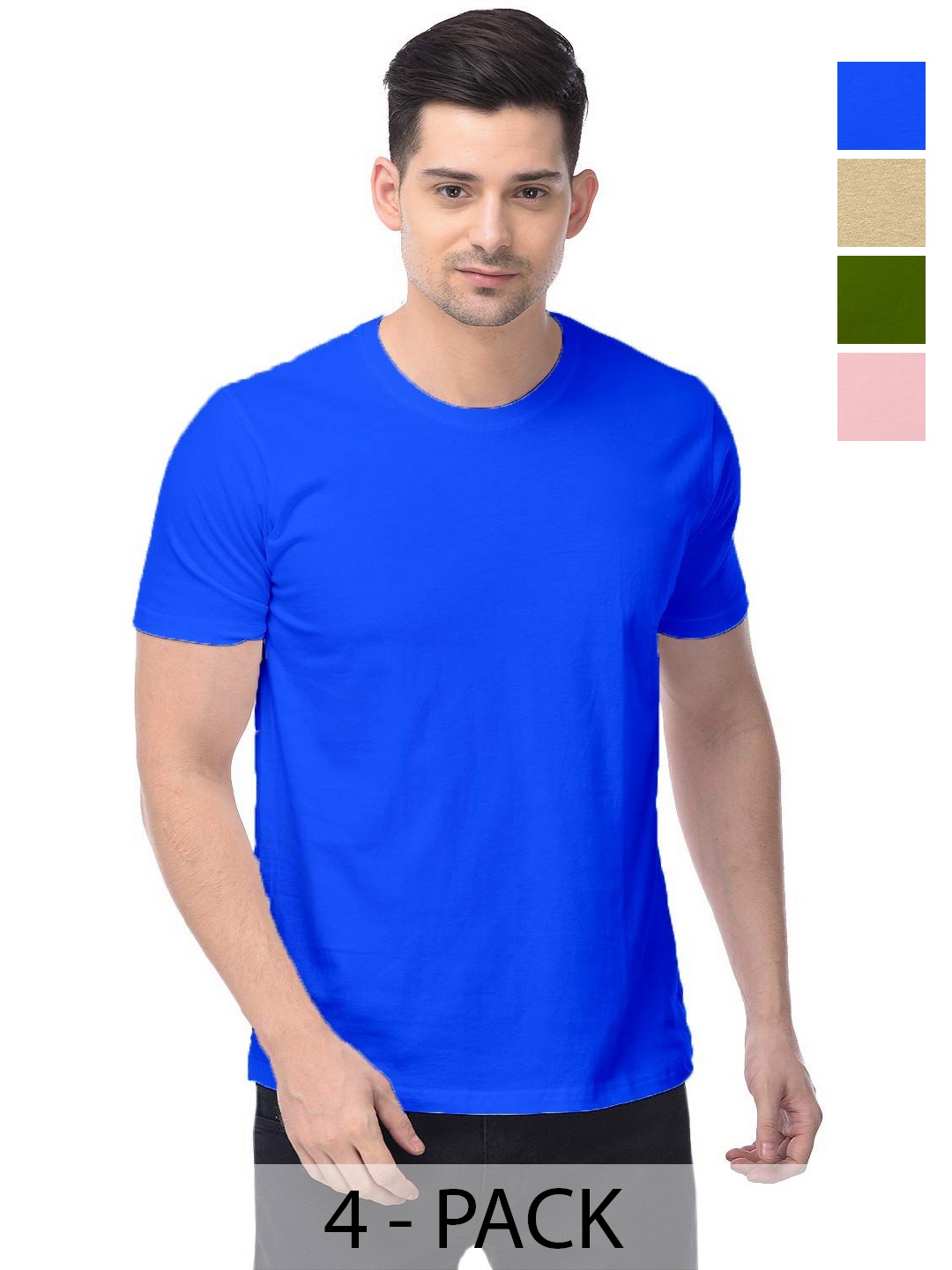 

COLOR CAPITAL Unisex Pack Of 4 Cotton T-Shirts, Na