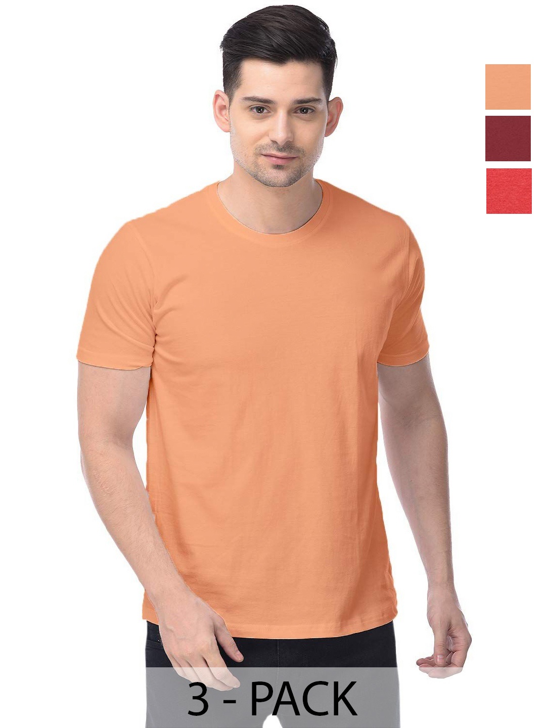 

COLOR CAPITAL Unisex Pack Of 3 Cotton T-Shirts, Orange