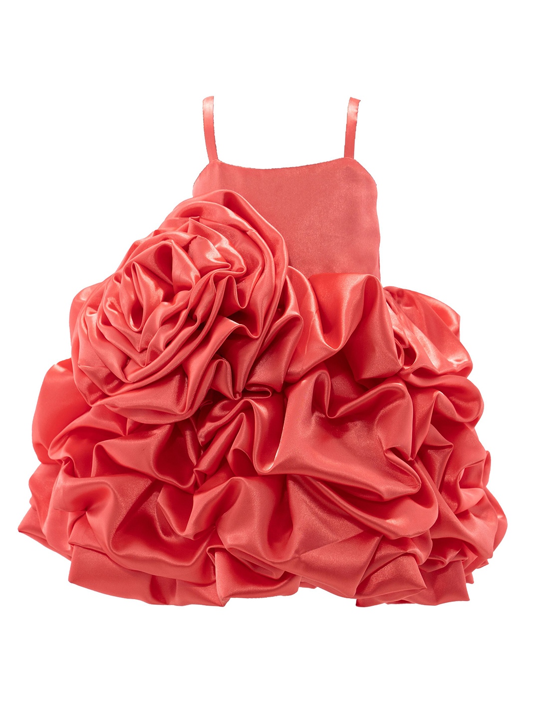 

Pink Wings girls Shoulder Straps Knee length Balloon Dress, Orange