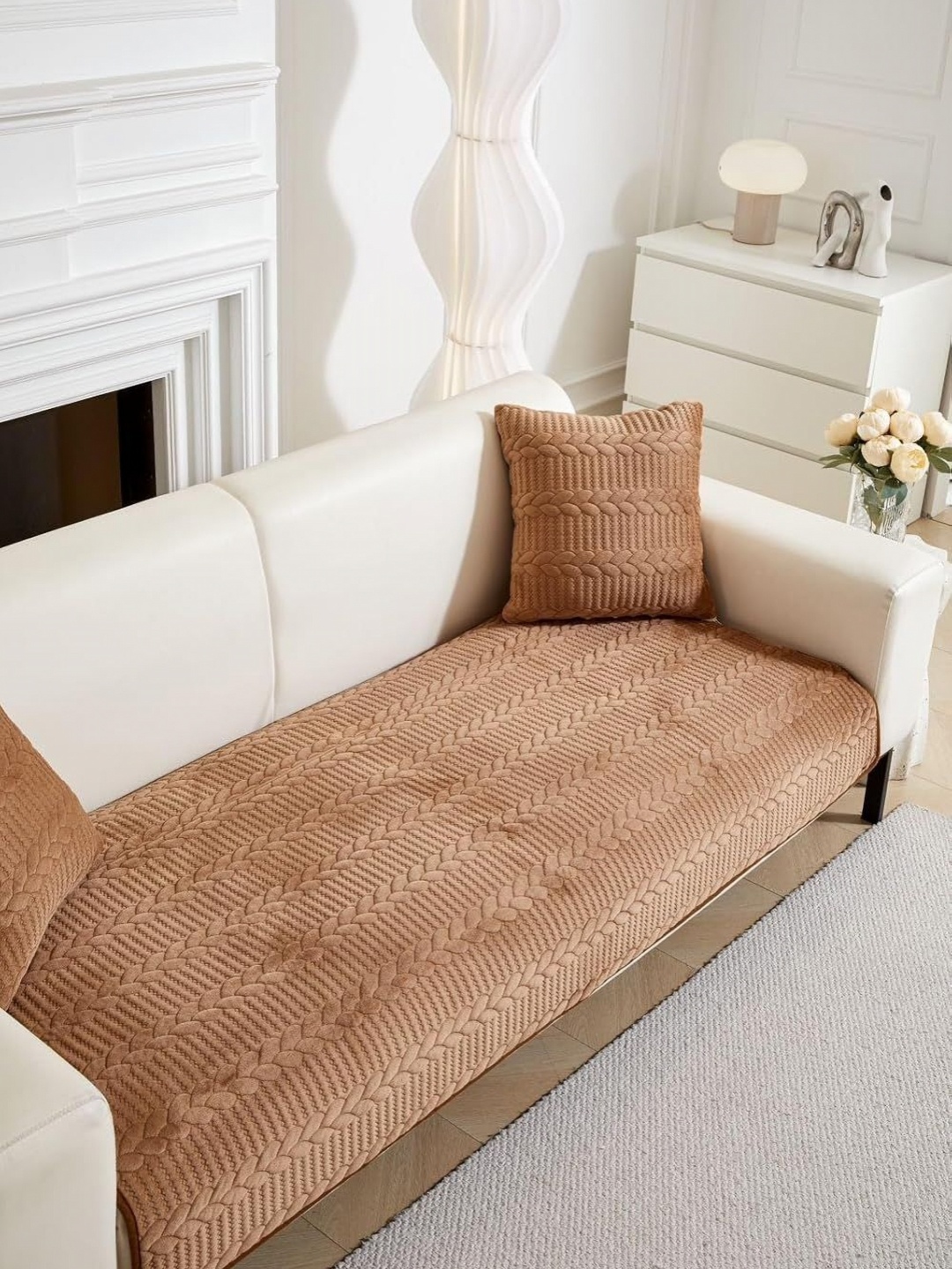 

HomeCloud Brown 3 Seater Velvet Reversible Sofa Cover