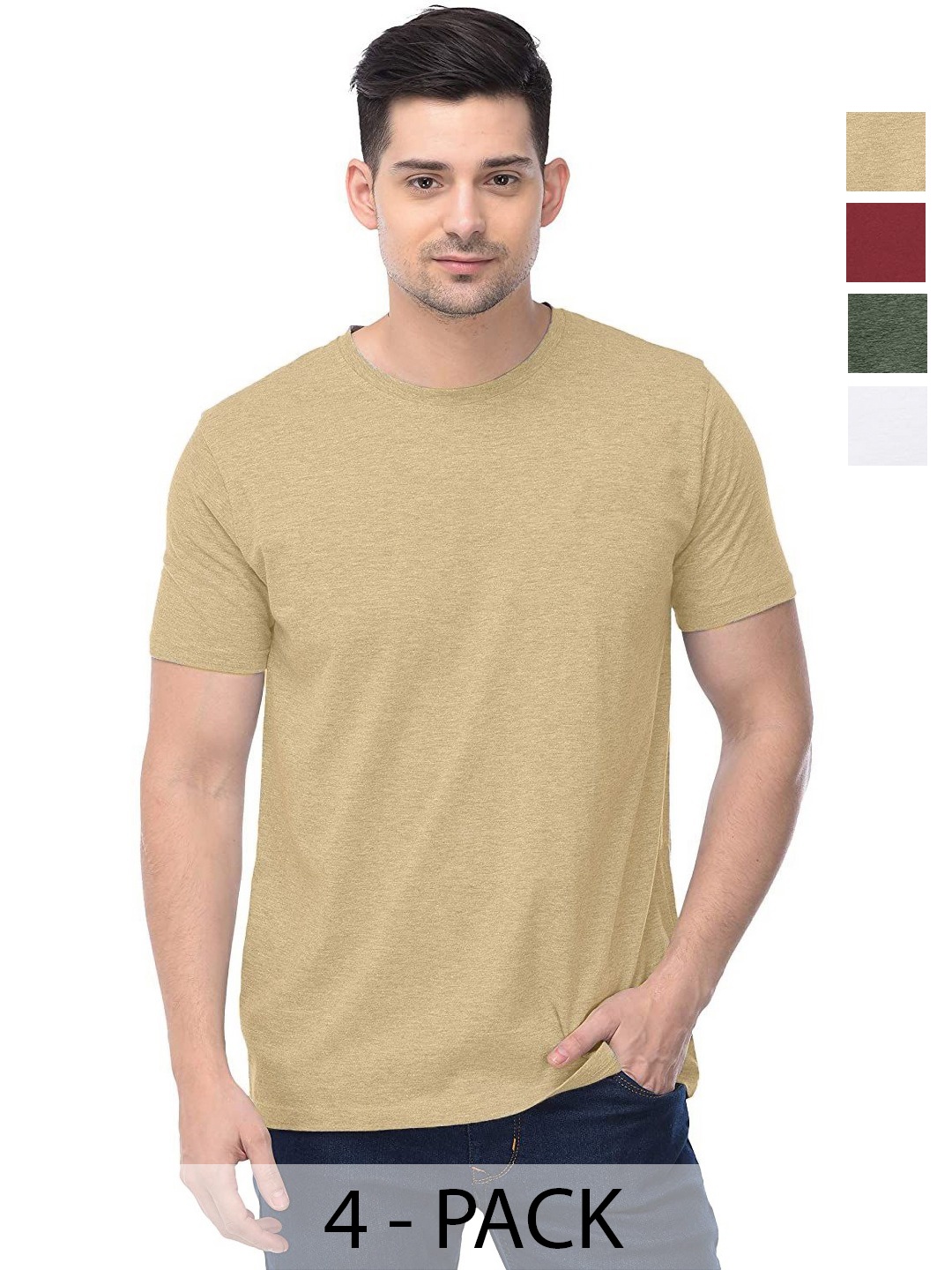 

COLOR CAPITAL Unisex Pack Of 4 Cotton T-Shirts, Na