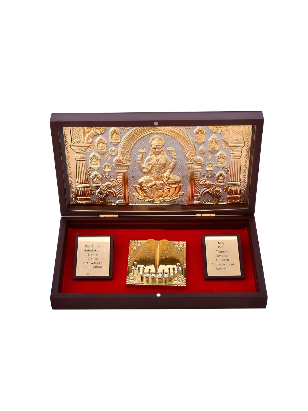 

INTERNATIONAL GIFT Gold Toned Metal Charan Paduka Box