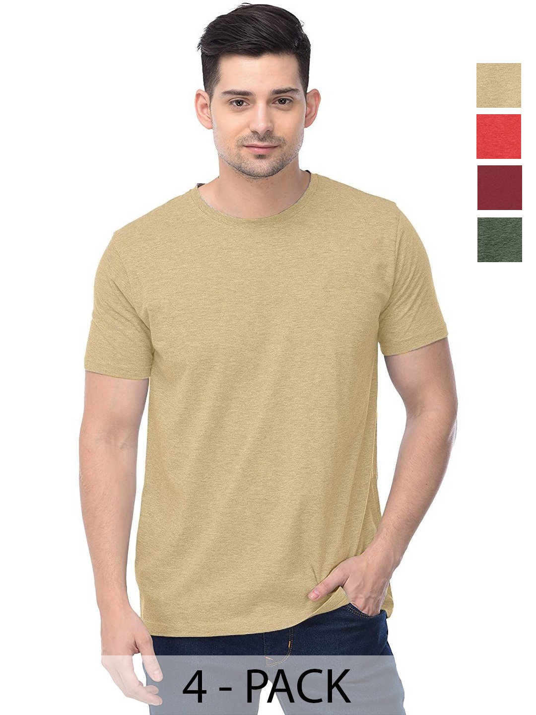 

COLOR CAPITAL Unisex Pack Of 4 Cotton T-Shirts, Na