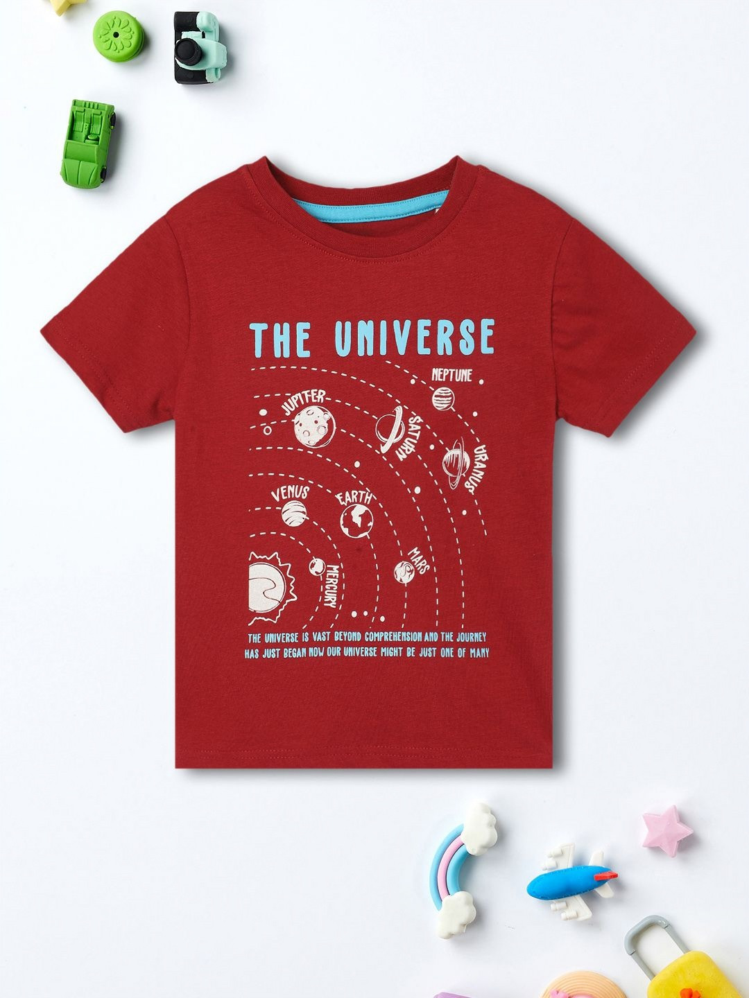 

max Boys Graphic Printed Round Neck Cotton T-shirt, Red