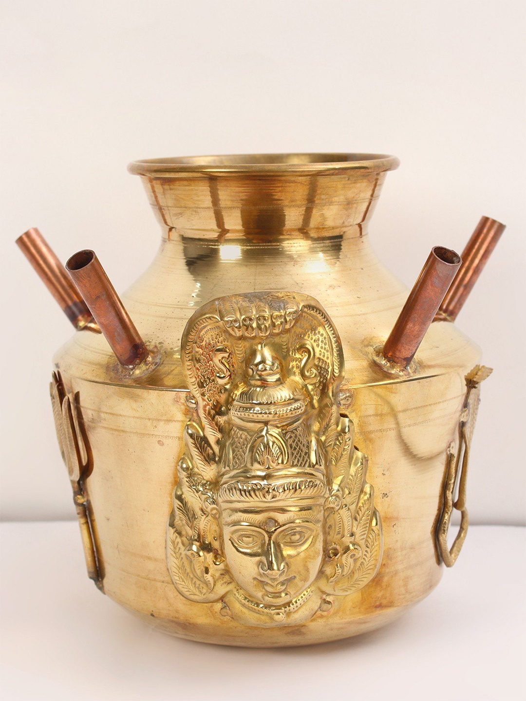 

Exotic India Ritual Kalasha With Shiva Symbols, Gold