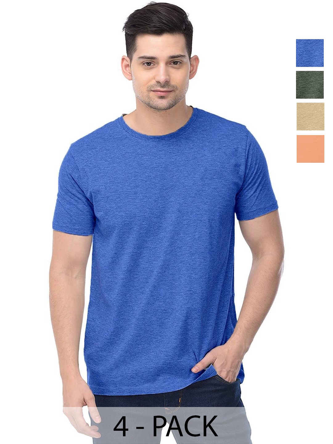 

COLOR CAPITAL Unisex Pack Of 4 Cotton T-Shirts, Na
