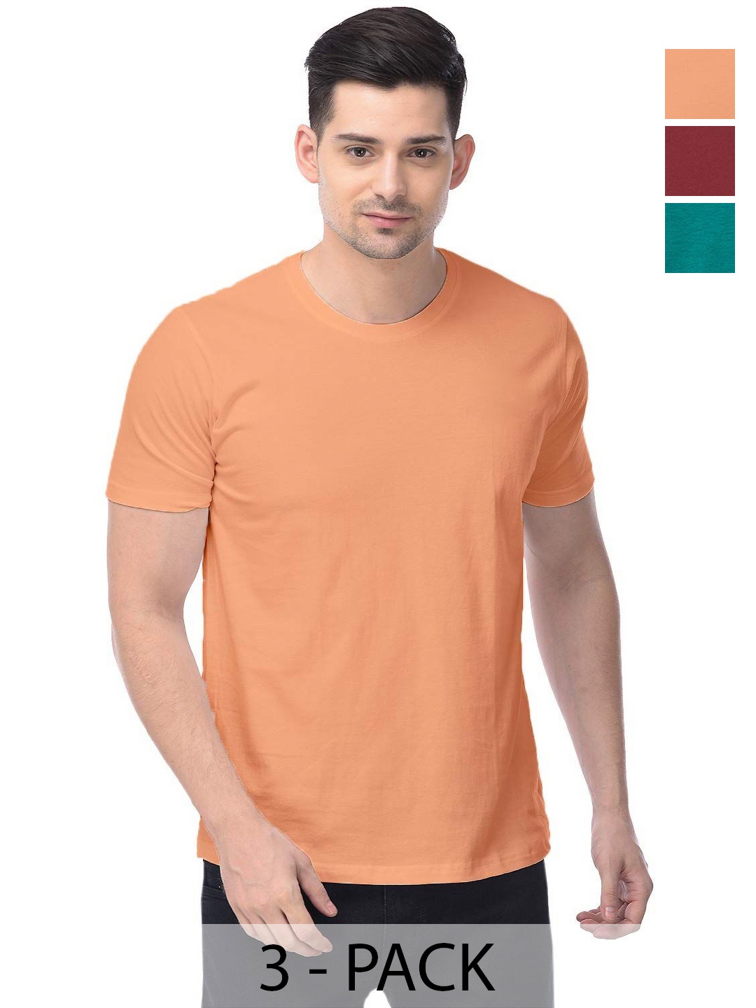 

COLOR CAPITAL Unisex Pack Of 3 Cotton T-Shirts, Orange