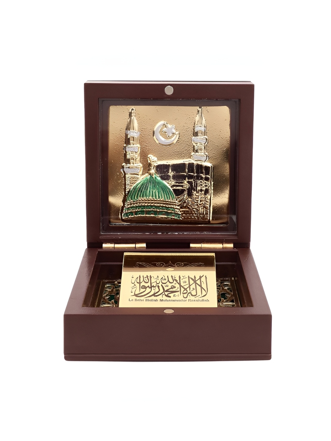 

INTERNATIONAL GIFT Brown Metal Holy Kaba Message Box, Gold