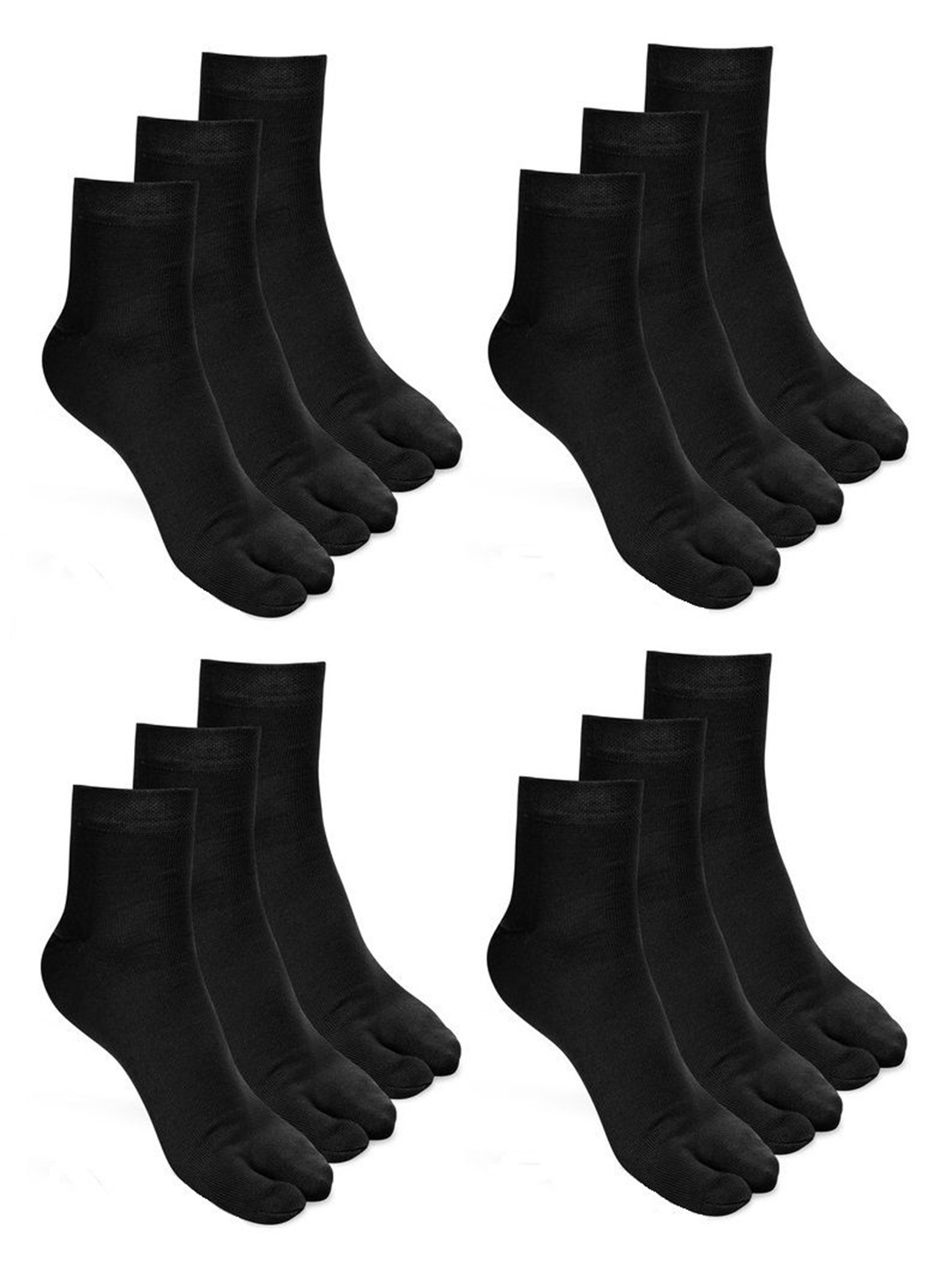 

Camey Women Pack Of 12 Ankle-Length Thumb socks, Black