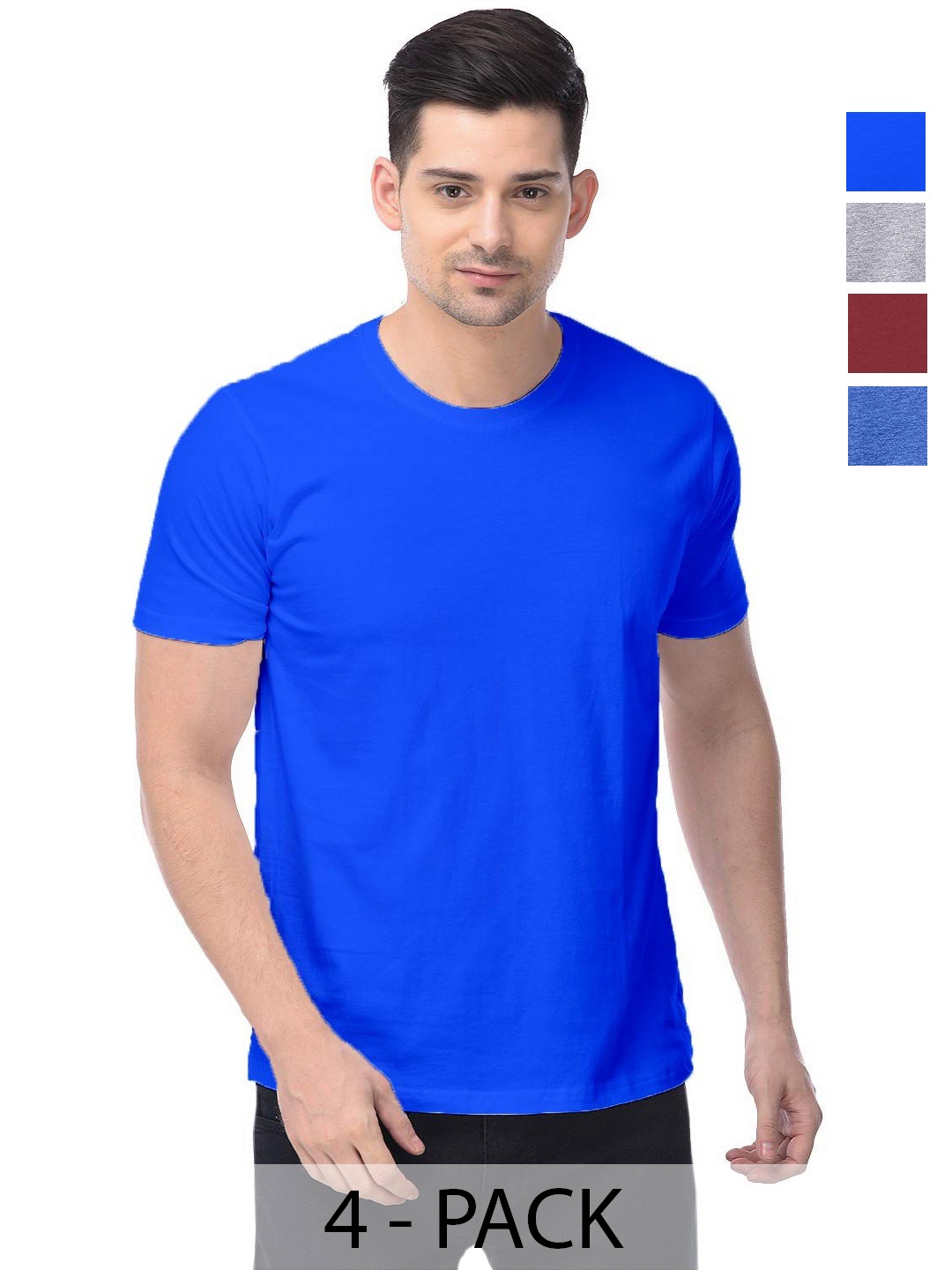 

COLOR CAPITAL Unisex Pack Of 4 Cotton T-Shirts, Na