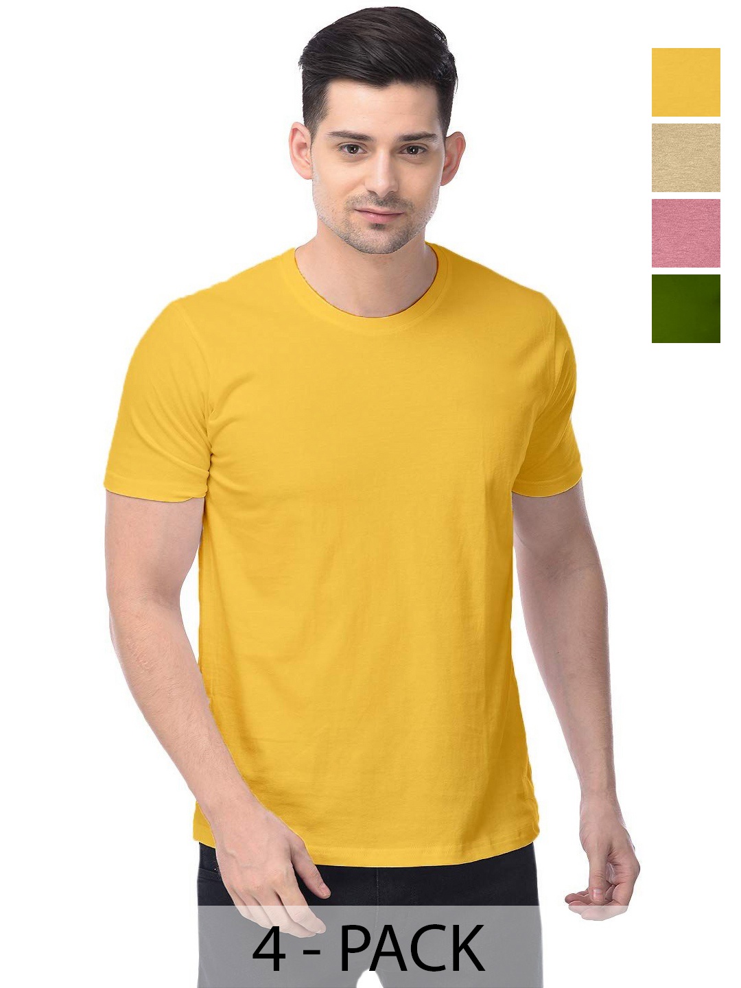 

COLOR CAPITAL Unisex Pack Of 4 Cotton T-Shirts, Na