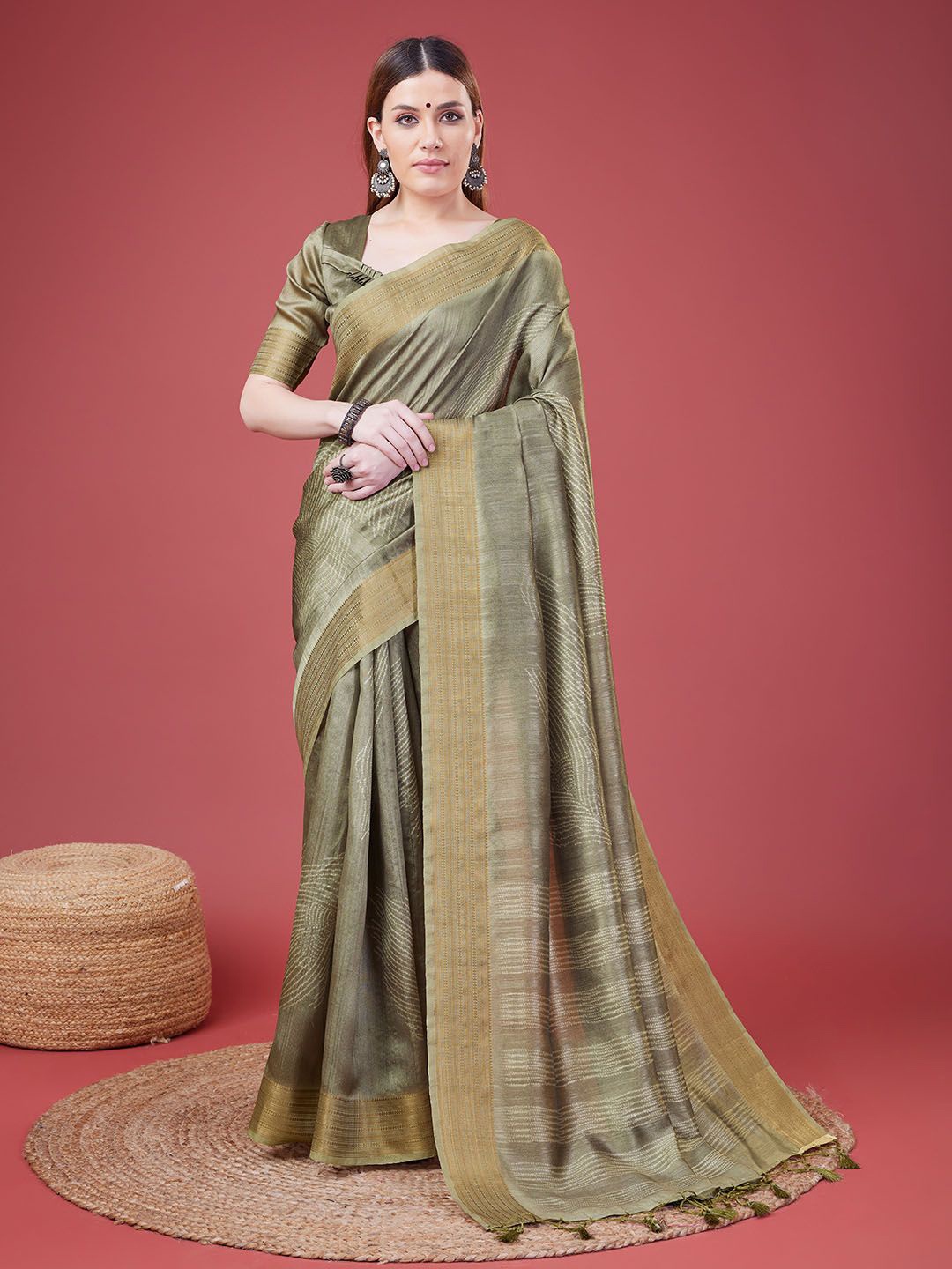 

DOI MOI Ethnic Motifs Banarasi Saree, Green