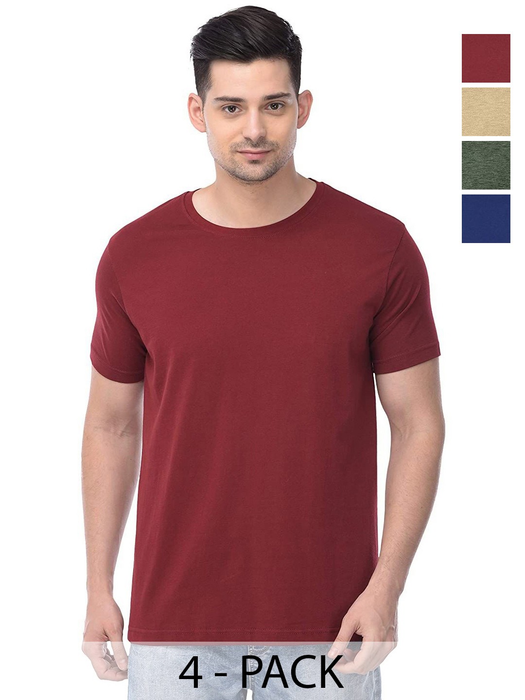 

COLOR CAPITAL Unisex Solid Round Neck Cotton T-Shirts, Maroon