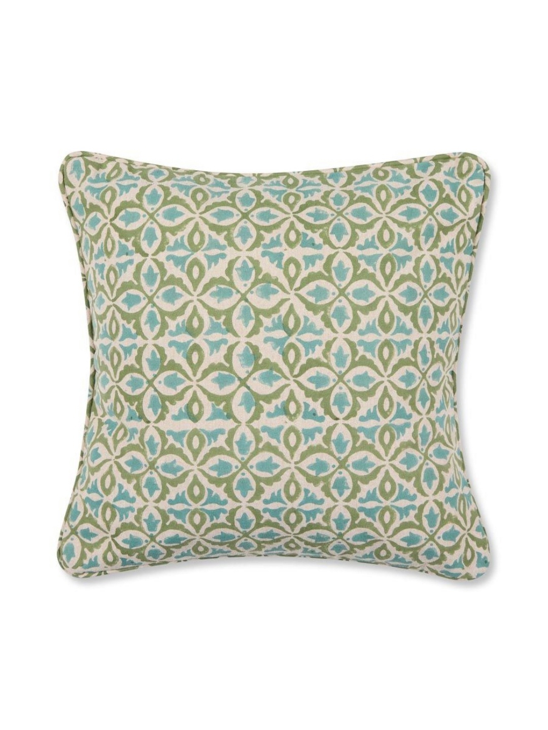 

Fabindia Standalone Green & Beige Floral Printed Cotton Sqaure Cushion Cover