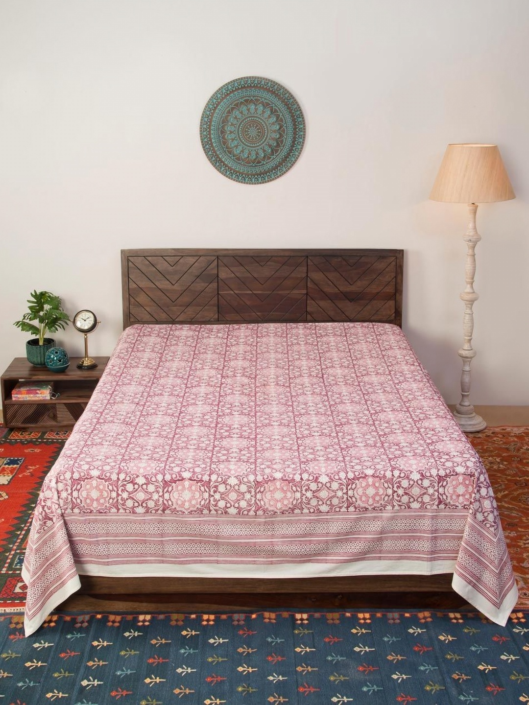 

Fabindia Maroon & White Printed Cotton Double King Bed Covers